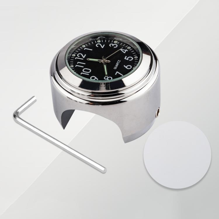 นาฬิกามือจับรถจักรยานยนต์ชุบอลูมิเนียมอัลลอยด์, Clock Silver Shell Black Background, Clock Silver Shell White Background, Clock Black Shell White Background, Clock Black Shell Black Background