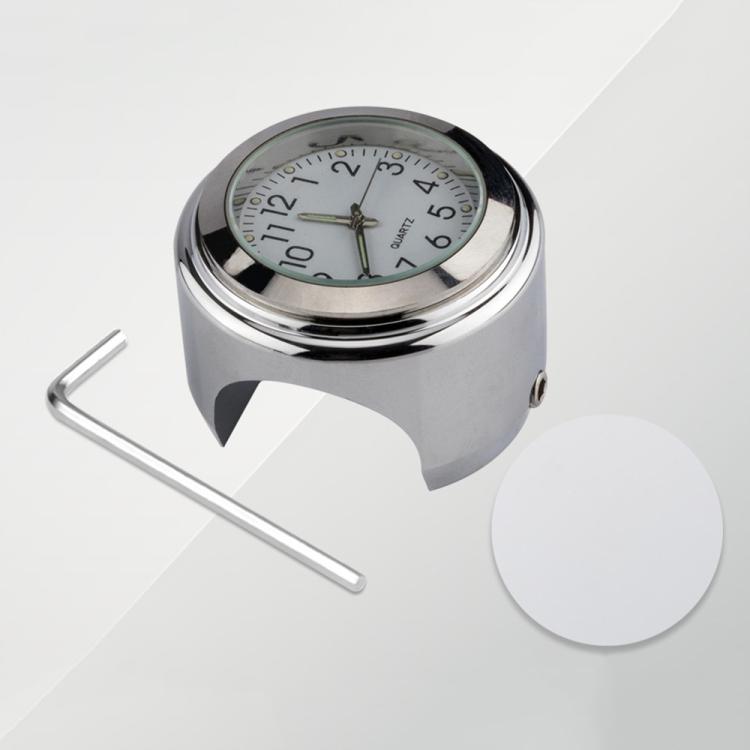 นาฬิกามือจับรถจักรยานยนต์ชุบอลูมิเนียมอัลลอยด์, Clock Silver Shell Black Background, Clock Silver Shell White Background, Clock Black Shell White Background, Clock Black Shell Black Background
