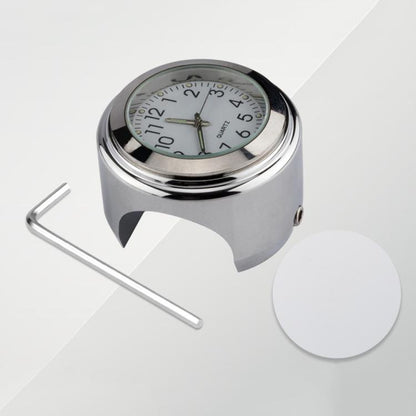 นาฬิกามือจับรถจักรยานยนต์ชุบอลูมิเนียมอัลลอยด์, Clock Silver Shell Black Background, Clock Silver Shell White Background, Clock Black Shell White Background, Clock Black Shell Black Background