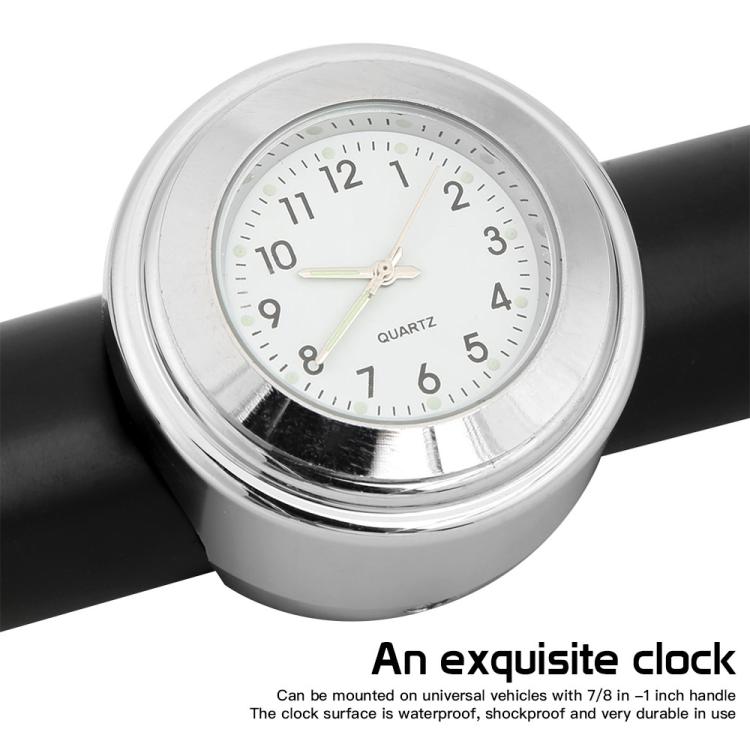 นาฬิกามือจับรถจักรยานยนต์ชุบอลูมิเนียมอัลลอยด์, Clock Silver Shell Black Background, Clock Silver Shell White Background, Clock Black Shell White Background, Clock Black Shell Black Background