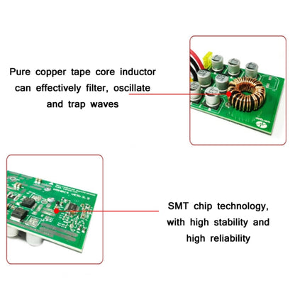 72W 12V ถึง 24V 3A เครื่องควบคุมแรงดันไฟฟ้ารถยนต์กันน้ำ, 72W 12V To 24V