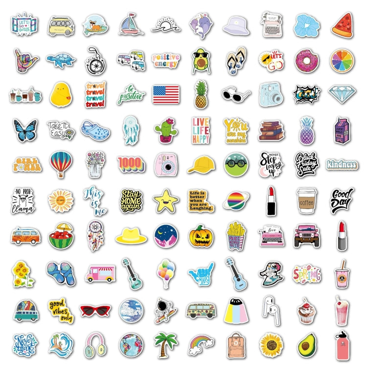 2 ชุด 100 ชิ้น/เซ็ตสติกเกอร์สดขนาดเล็กเดินทางกันน้ำสติกเกอร์กีตาร์สเก็ตบอร์ด, Small Fresh Stickers