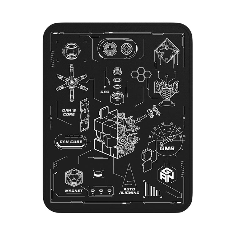 GAN Timer-themed Rubik Cube Mat Quick Stack Cup Training Mat Non-Slip Mouse Pad, สีเงิน, สีดำ, Hand Drawn