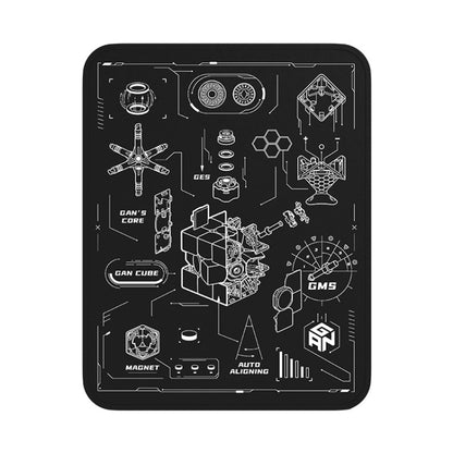 GAN Timer-themed Rubik Cube Mat Quick Stack Cup Training Mat Non-Slip Mouse Pad, สีเงิน, สีดำ, Hand Drawn