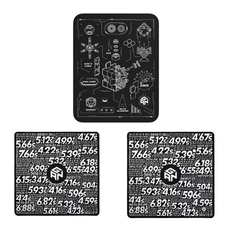 GAN Timer-themed Rubik Cube Mat Quick Stack Cup Training Mat Non-Slip Mouse Pad, สีเงิน, สีดำ, Hand Drawn