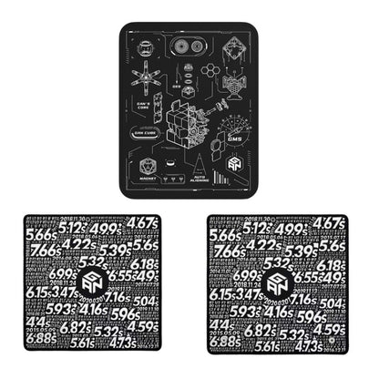 GAN Timer-themed Rubik Cube Mat Quick Stack Cup Training Mat Non-Slip Mouse Pad, สีเงิน, สีดำ, Hand Drawn