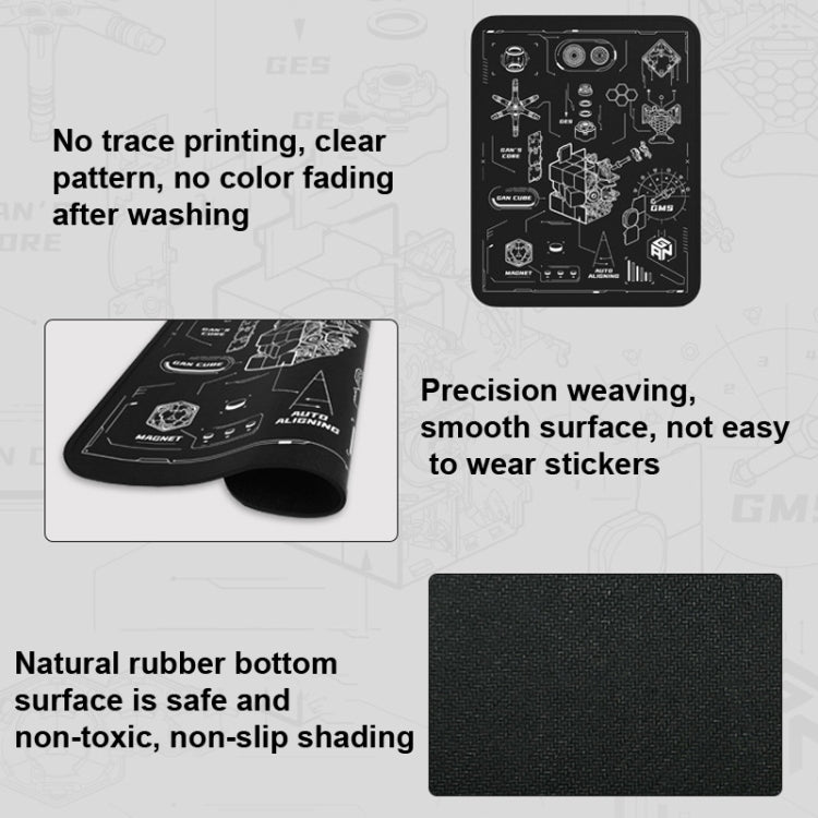 GAN Timer-themed Rubik Cube Mat Quick Stack Cup Training Mat Non-Slip Mouse Pad, สีเงิน, สีดำ, Hand Drawn