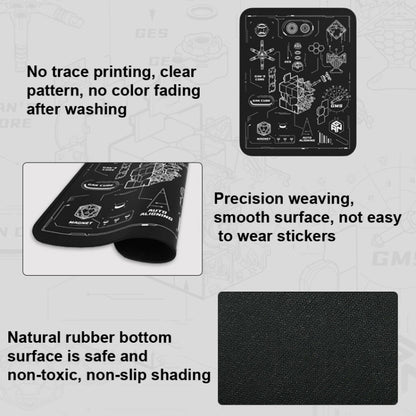 GAN Timer-themed Rubik Cube Mat Quick Stack Cup Training Mat Non-Slip Mouse Pad, สีเงิน, สีดำ, Hand Drawn
