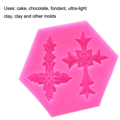 4 PCS Cross Shape ซิลิโคน Fondant เค้กแม่พิมพ์เครื่องมืออบ, Cross Shape
