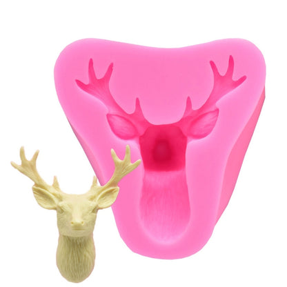 แม่พิมพ์เค้กซิลิโคน Fondant หัวกวาง 2 ชิ้น, Deer Head