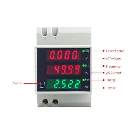 D52-2058 Wattmeter Din rail Volt Current Meter, AC80-300V Built-in CT, AC200-450V Built-in CT