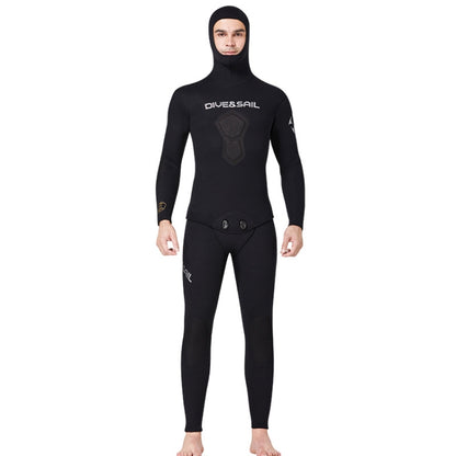 DIVE&SAIL 7mm Split Thick and Keep Warm Long Sleeves ชุดดำน้ำคลุมด้วยผ้า, M, L, XL, XXL, XXXL