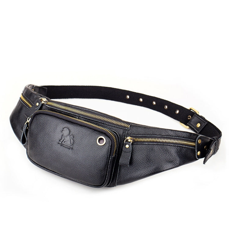 LAOSHIZI Vintage Leather Waist Bag Shoulder Crossbody Bag กระเป๋าสะพายคาดหน้าอกสำหรับผู้ชาย, สีดำ, สีน้ำตาล