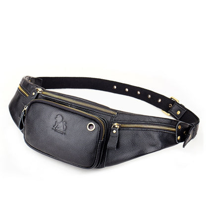 LAOSHIZI Vintage Leather Waist Bag Shoulder Crossbody Bag กระเป๋าสะพายคาดหน้าอกสำหรับผู้ชาย, สีดำ, สีน้ำตาล