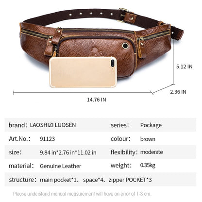 LAOSHIZI Vintage Leather Waist Bag Shoulder Crossbody Bag กระเป๋าสะพายคาดหน้าอกสำหรับผู้ชาย, สีดำ, สีน้ำตาล