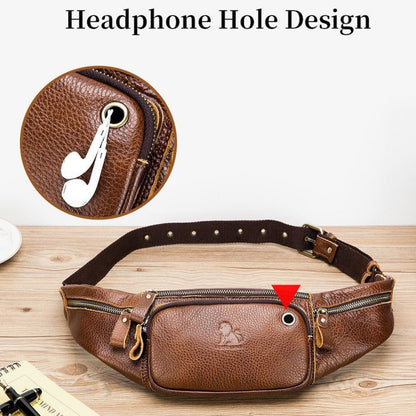 LAOSHIZI Vintage Leather Waist Bag Shoulder Crossbody Bag กระเป๋าสะพายคาดหน้าอกสำหรับผู้ชาย, สีดำ, สีน้ำตาล