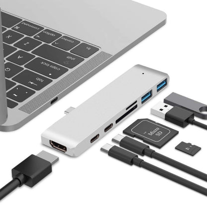 TYPE-C ถึง 4K HDMI HUB Docking Station เครื่องอ่านการ์ด TF/SD สำหรับ MacBook Pro, สีเทา, สีเงิน