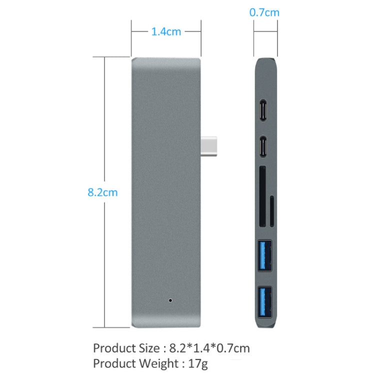 TYPE-C ถึง 4K HDMI HUB Docking Station เครื่องอ่านการ์ด TF/SD สำหรับ MacBook Pro, สีเทา, สีเงิน