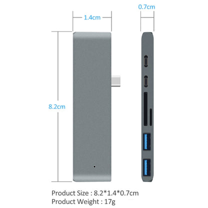 TYPE-C ถึง 4K HDMI HUB Docking Station เครื่องอ่านการ์ด TF/SD สำหรับ MacBook Pro, สีเทา, สีเงิน