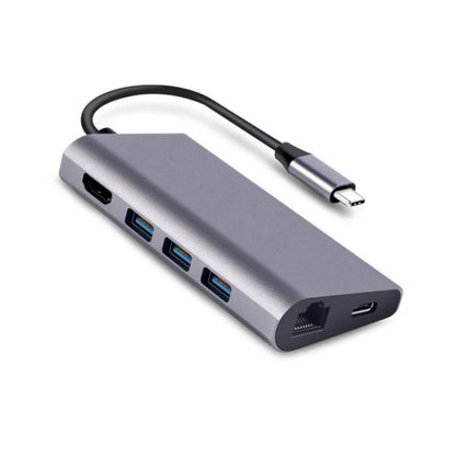 8 in 1 Type-c ถึง HDMI+RJ45 พอร์ตเครือข่าย+3USB3.0+PD Docking Station