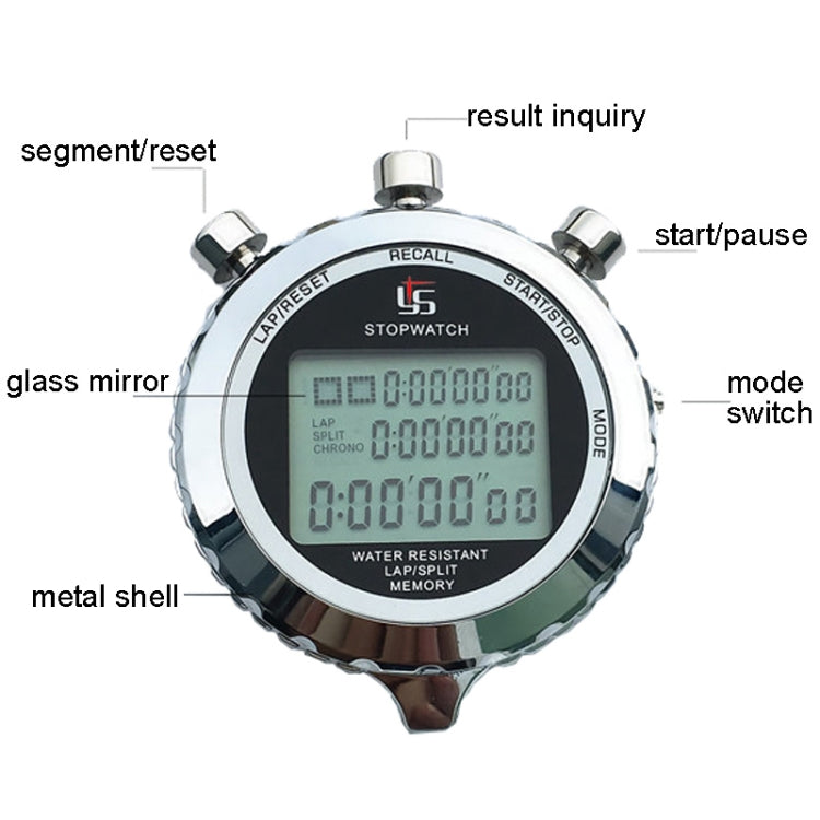 YS Metal Stopwatch 3 Rows Display Running Training Electronic Timer สไตล์:, YS-510 10 Memories 3 Rows Display, YS-530 30 Memories 3 Rows Display, YS-560 60 Memories 3 Rows Display, YS-5100 100 Memories 3 Rows Display, YS-5120 120 Memories 3 Rows Display