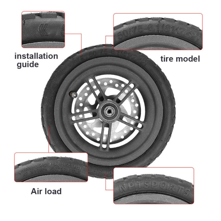 2 PCS 8.5 นิ้ว Off-Road Tubeless ยางสูญญากาศพร้อมหัวฉีดแก๊สสำหรับ Xiaomi M365/Pro/1S Electric Scooter, 8.5 Inch Off-Road Tire