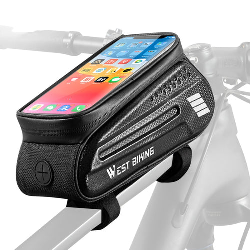 WEST BIKING จักรยาน Hard Shell Front Beam Bag โทรศัพท์มือถือ Touch Screen Saddle Bag