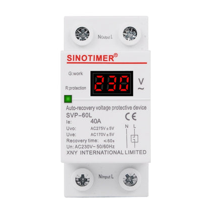 SINOTIMER 220V LED ดิจิตอล แสดงผล หน่วงเวลา รีเซ็ตอัตโนมัติ ตัวป้องกันแรงดันตก, SVP-60L
