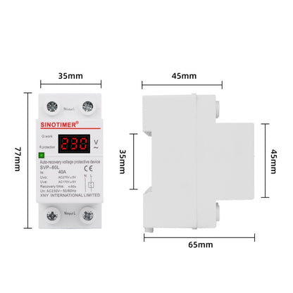 SINOTIMER 220V LED ดิจิตอล แสดงผล หน่วงเวลา รีเซ็ตอัตโนมัติ ตัวป้องกันแรงดันตก, SVP-60L