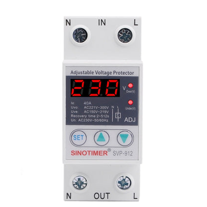 SINOTIMER SVP-912 ตัวป้องกันแรงดันไฟฟ้าต่ำอัจฉริยะที่สามารถรีเซ็ตตัวเองได้, กระแสไฟ:, 40A, 63A, 80A