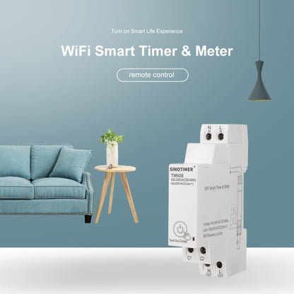 SINOTIMER TM608 Smart WiFi Single-Phase Power Meter แอพมือถือ Home Rail Meter 16A 100-240V, TM608