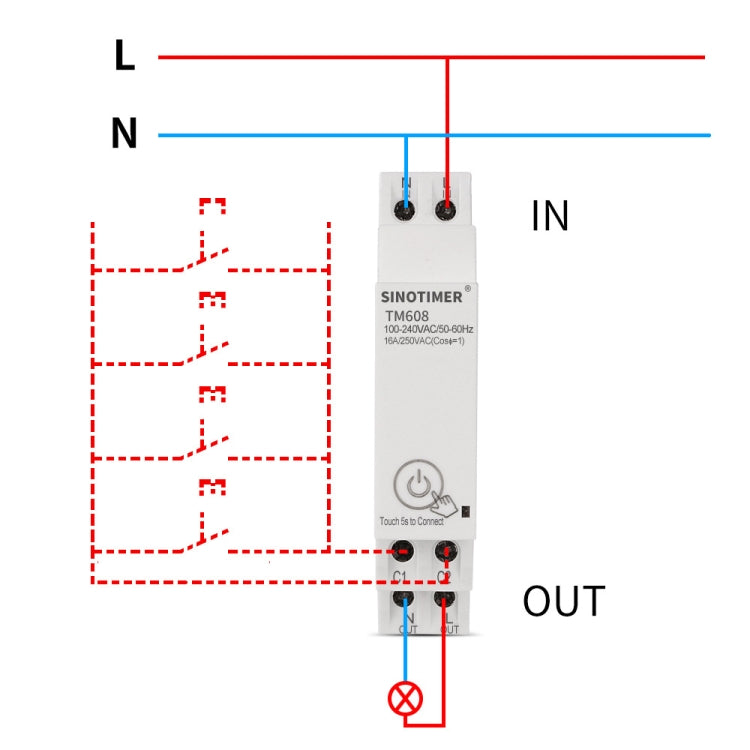 SINOTIMER TM608 Smart WiFi Single-Phase Power Meter แอพมือถือ Home Rail Meter 16A 100-240V, TM608