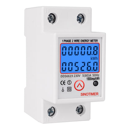 SINOTIMER DDS6619-526L-2 สามารถรีเซ็ต Zero Backlight Display เครื่องวัดพลังงานไฟฟ้ารางเฟสเดียว, DDS6619-526L-2