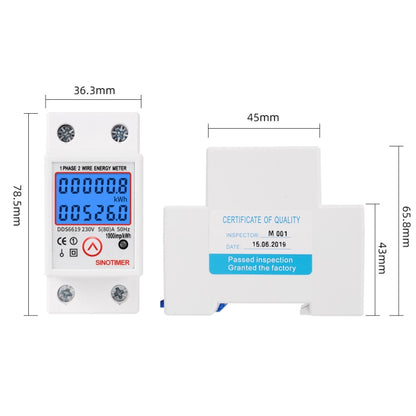 SINOTIMER DDS6619-526L-2 สามารถรีเซ็ต Zero Backlight Display เครื่องวัดพลังงานไฟฟ้ารางเฟสเดียว, DDS6619-526L-2