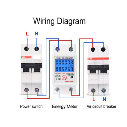 SINOTIMER DDS6619-526L-2 สามารถรีเซ็ต Zero Backlight Display เครื่องวัดพลังงานไฟฟ้ารางเฟสเดียว, DDS6619-526L-2