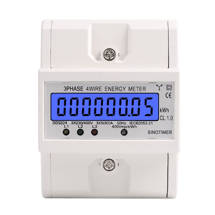 SINOTIMER เครื่องวัดไฟแบ็คไลท์ 3 เฟส ชนิดราง มิเตอร์ไฟฟ้า 5-100A 400V, DDS024, DDS024T