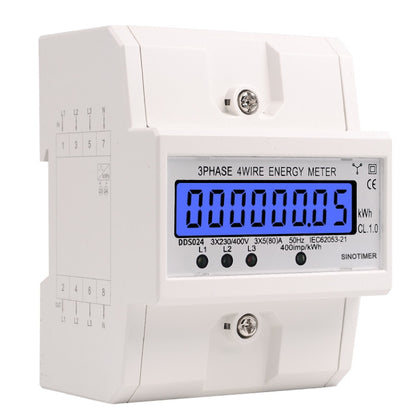 SINOTIMER เครื่องวัดไฟแบ็คไลท์ 3 เฟส ชนิดราง มิเตอร์ไฟฟ้า 5-100A 400V, DDS024, DDS024T