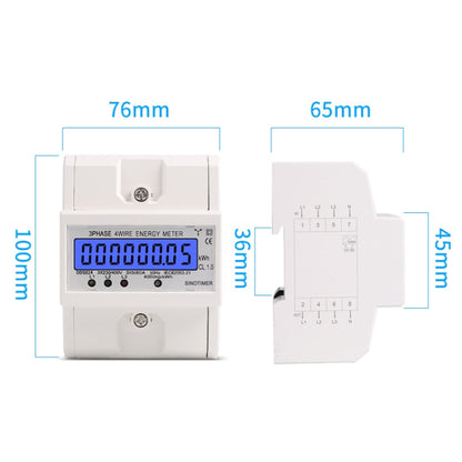 SINOTIMER เครื่องวัดไฟแบ็คไลท์ 3 เฟส ชนิดราง มิเตอร์ไฟฟ้า 5-100A 400V, DDS024, DDS024T