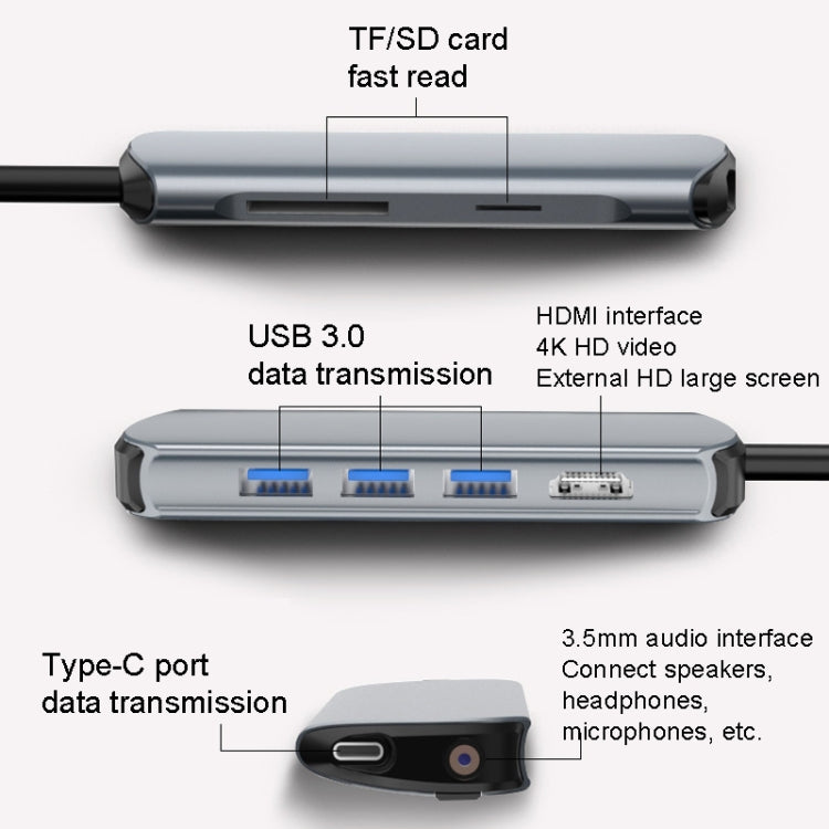 Type-C Extension Dock 8 In 1 แล็ปท็อปแปลงฮับ USB HUB, USB HUB