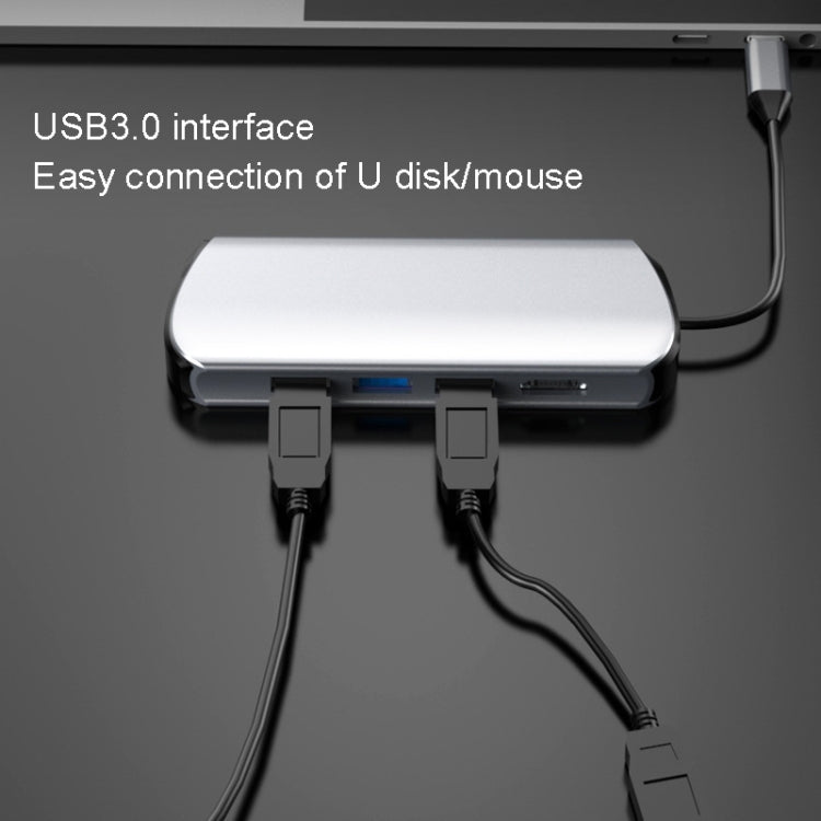 Type-C Extension Dock 8 In 1 แล็ปท็อปแปลงฮับ USB HUB, USB HUB