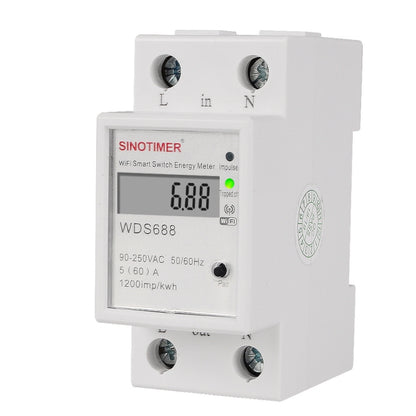 SINOTIMER WDS688 สมาร์ท WiFi Single-Phase Power Meter Mobile APP Home Rail ขนาด 5-60A 230V, WDS688