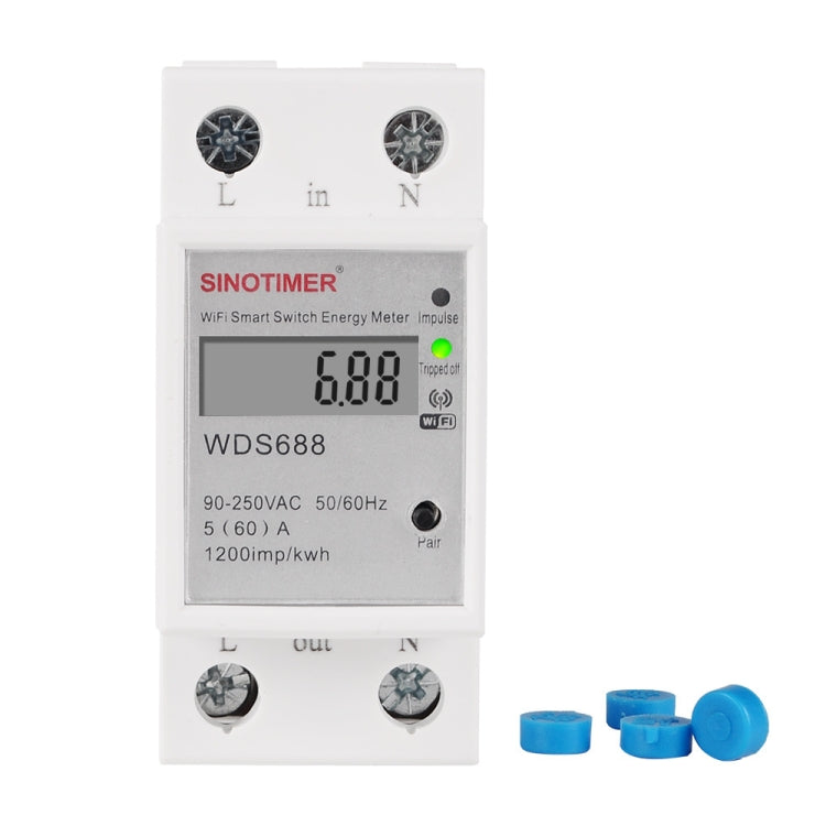 SINOTIMER WDS688 สมาร์ท WiFi Single-Phase Power Meter Mobile APP Home Rail ขนาด 5-60A 230V, WDS688