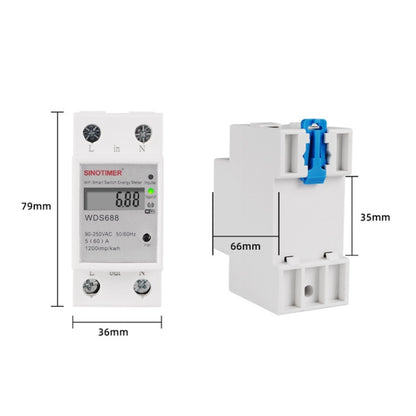 SINOTIMER WDS688 สมาร์ท WiFi Single-Phase Power Meter Mobile APP Home Rail ขนาด 5-60A 230V, WDS688
