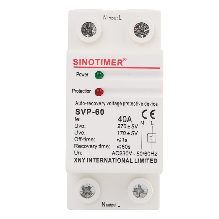SINOTIMER ตัวป้องกันแรงดันเกินอัจฉริยะเฟสเดียว Self-Duplex, SVP-60