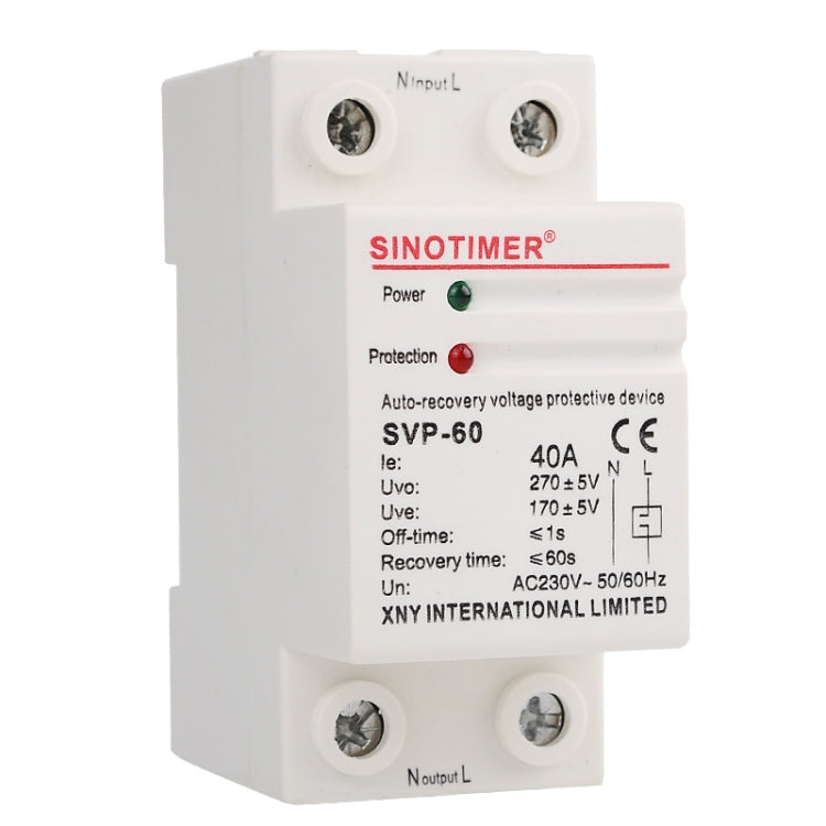 SINOTIMER ตัวป้องกันแรงดันเกินอัจฉริยะเฟสเดียว Self-Duplex, SVP-60