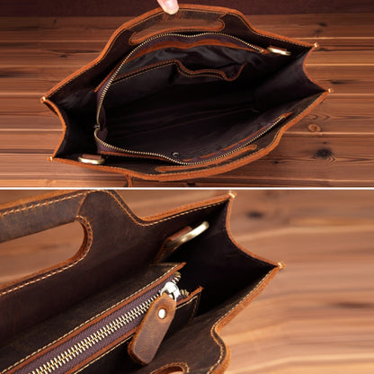 กระเป๋าสะพายหนังวินเทจ Crossbody กระเป๋าเอกสารธุรกิจแบบพกพา, Business Briefcase