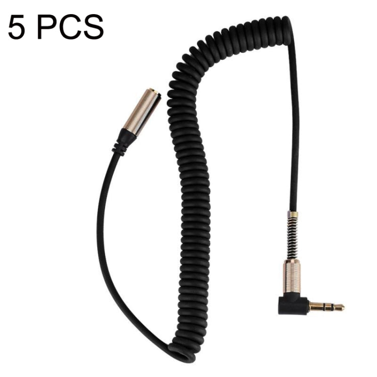 5PCS 3.5 มม. ชายกับหญิง Elbow Spring Retractable Audio Line, ความยาวสายเคเบิล: 1.5 ม.