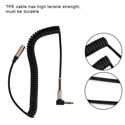 5PCS 3.5 มม. ชายกับหญิง Elbow Spring Retractable Audio Line, ความยาวสายเคเบิล: 1.5 ม.