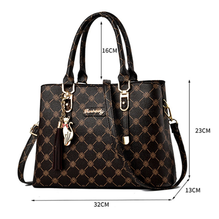 422 กระเป๋าถือพิมพ์ความจุขนาดใหญ่, Deep Coffee Deep Coffee Print, Bronze Deep Coffee Print, Dark Red Deep Coffee Print, Bronze Rice White Print, Rice White Rice White Print