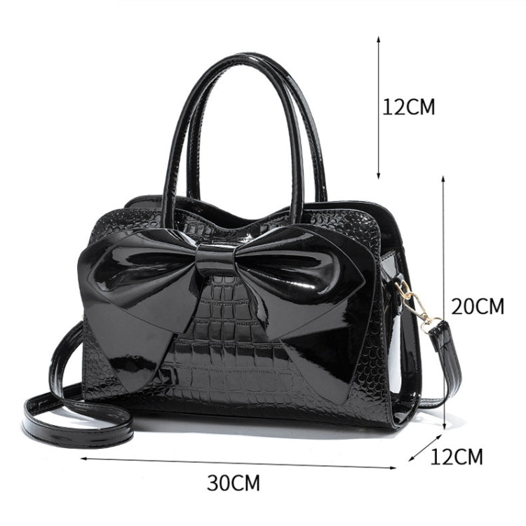 8111 Bow Bright Leather กระเป๋าถือสุภาพสตรี, สีเหลือง, Red Wine, สีกากี, สีน้ำเงิน, สีดำ, สีเขียวอ่อน, สีชมพู